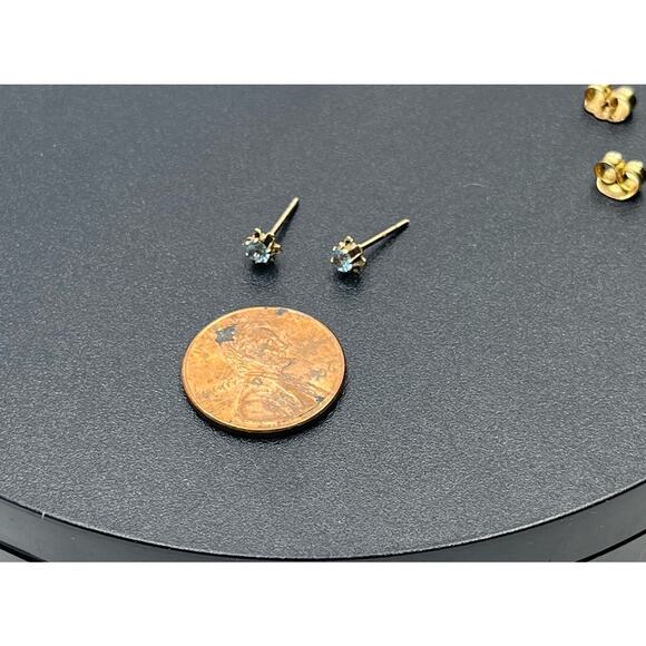14k Yellow Gold and Blue Spinel Stud Earrings 3mm .43g - Picture 6 of 14